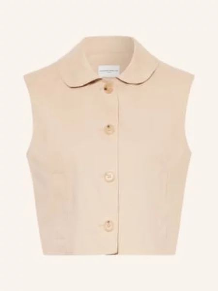 Claudie Pierlot Kamizelka Blezerowa Z Lnem beige beżowa