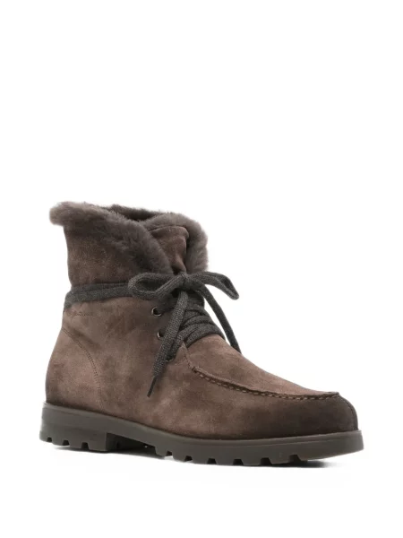Cizme scurte Santoni din piele de căprioară maro