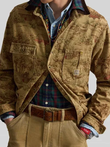 Koszulowa kurtka o kroju relaxed fit z czystej bawełny Polo Ralph Lauren beżowa