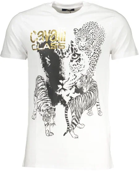 Tricou Cavalli Class scurt alb