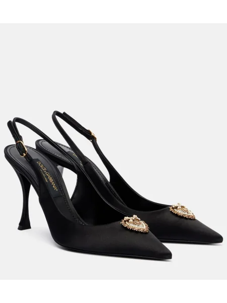 Pantofi cu toc Dolce&gabbana din satin slingback negru