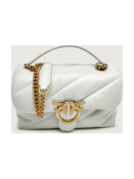Pinko De piele geantă pe umăr LOVE CLASSIC PUFF gri