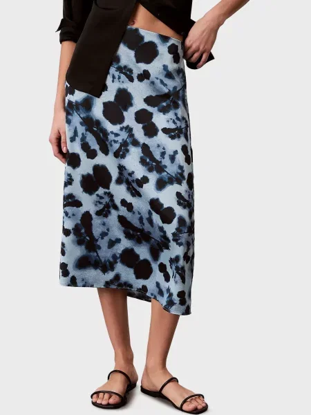 Атласная юбка Calvin Klein с принтом