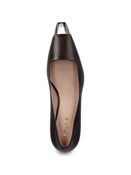 Pantofi cu toc Furla din piele maro