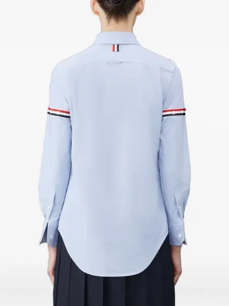 Cămașă Thom Browne din țesătură twill albastru