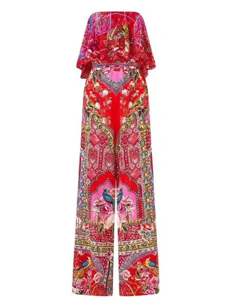 Kombinezon Camilla z falbankami bez ramiączek czerwony