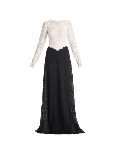 Lung rochie maxi Tadashi Shoji din dantelă negru
