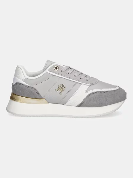 Usnjene superge Tommy Hilfiger TH FASHION RUNNER siva