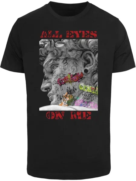 Mister Tee Tricou All Eyes Face Statue gri / roşu închis negru