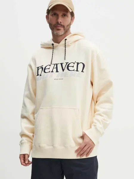 Свитер Wood Wood с капюшоном с аппликацией бежевый