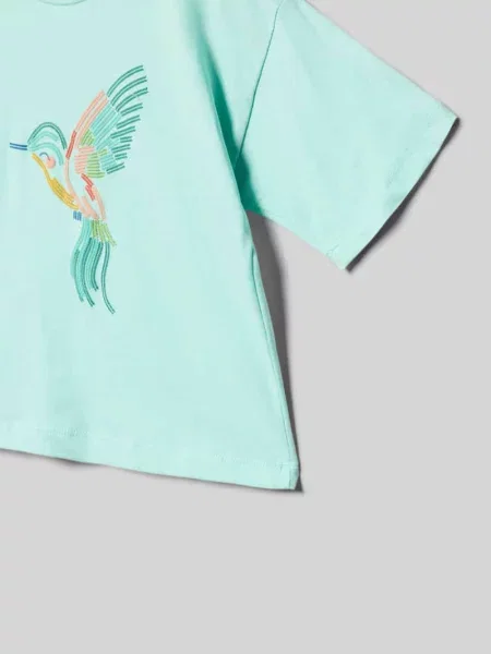 T-shirt z motywem i rękaw o dł. Mayoral miętowa