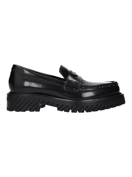 Loafersy Off-white skórzane w paski wsuwane białe