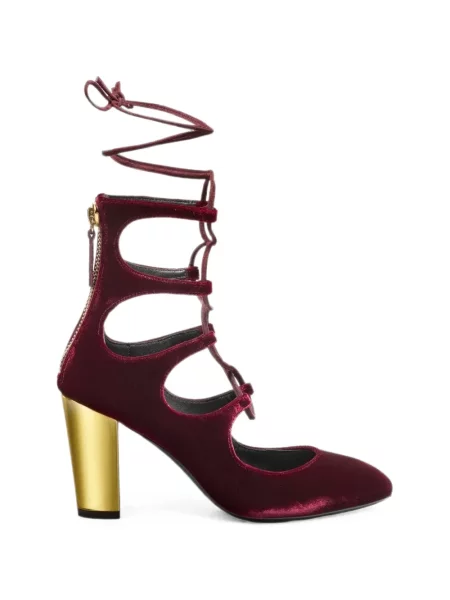 Pantofi cu toc Temperley London cu șireturi din dantelă roșu