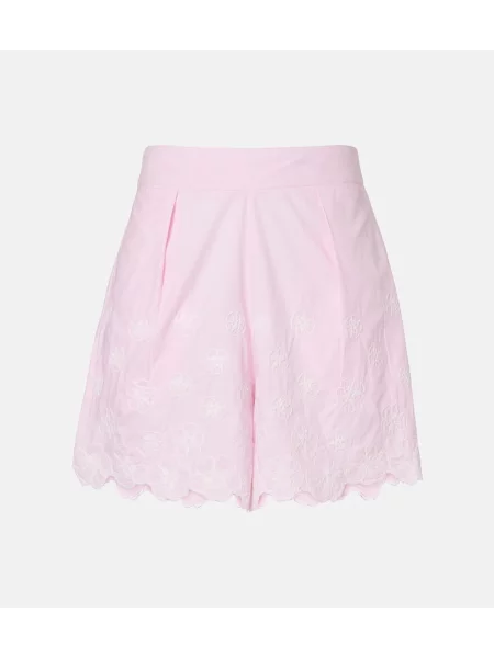 Pantaloni scurți Juliet Dunn cu broderie din poplin roz