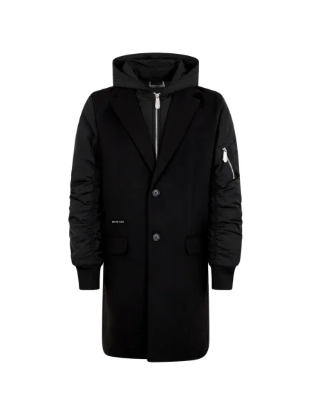 Palton Philipp Plein cu glugă negru