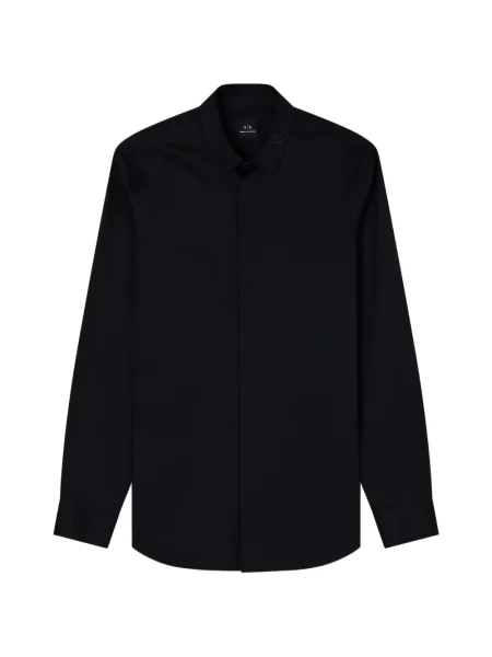 Lung cămașă Armani Exchange cu broderie negru