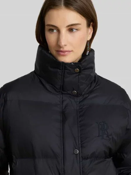 Płaszcz pikowany o kroju regular fit ze ściągaczem w talii model WOVEN-PUFFER-COAT' Lauren Ralph Lauren czarny