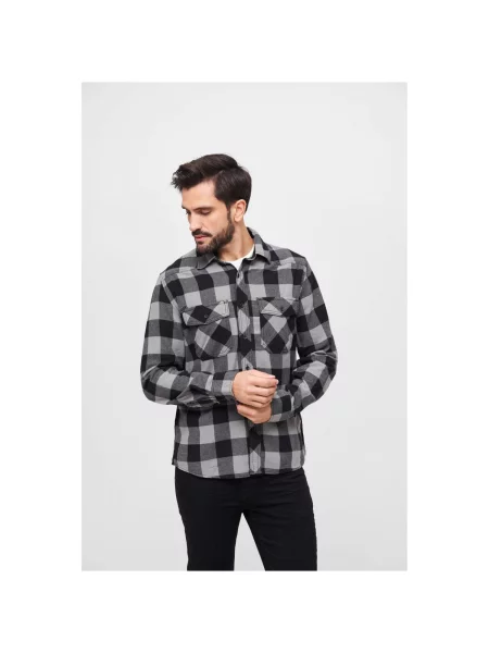 Кариран карирана риза Brandit черно