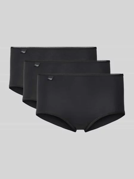 Majtki o kroju slim fit z naszywką z logo w zestawie 3 szt. Sloggi czarne