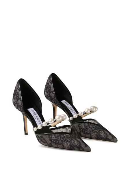 Pantofi cu toc Jimmy Choo din dantelă negru