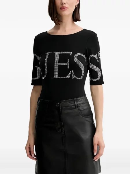 Боди Guess с автограф черно