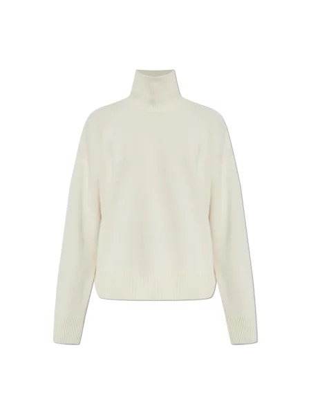 Sweter z golfem Ami Paris wełniany beżowy