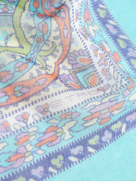 Šál Etro s potiskem s paisley potiskem modrý