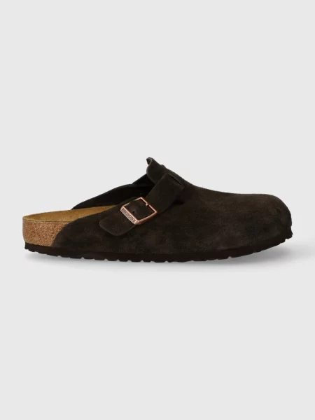 Semišové pantofle Birkenstock Boston hnědá