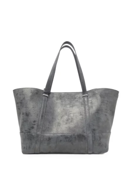 Geantă shopper Peserico din piele de căprioară cu mărgele gri