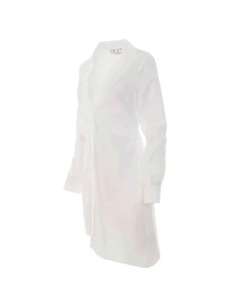 Rochie tip cămașă Off-white asimetrică drapată alb