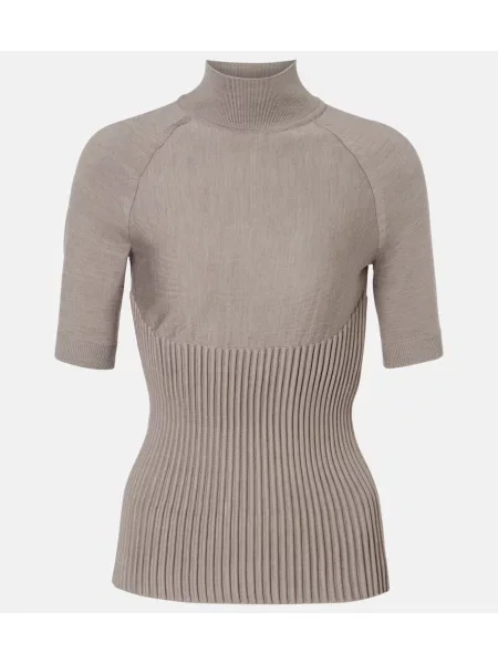 Golf golf Alaïa wełniany prążkowany beżowy