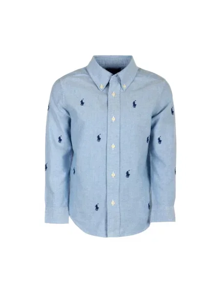 Haftowane polo Ralph Lauren z twillu niebieskie