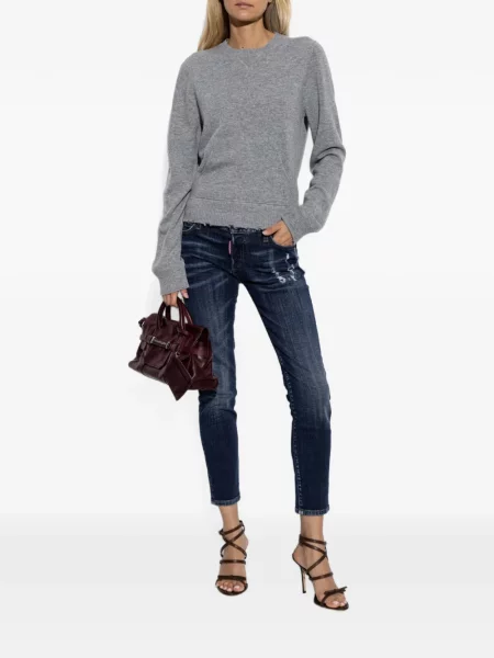 Pulover Dsquared2 zdrențuiți gri