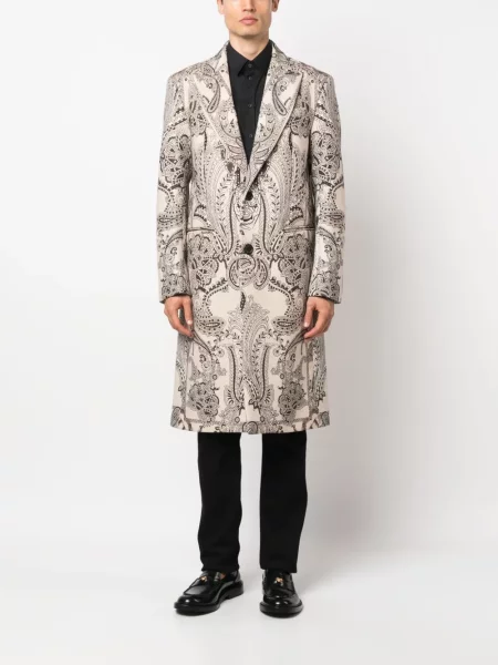 Raštuotas vienakrūtis paltas Philipp Plein su paisley raštu