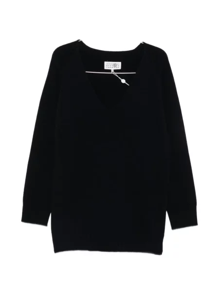 Pulover Mm6 Maison Margiela cu decolteu în V albastru