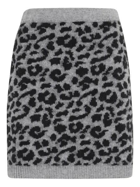 Dzianinowa spódnica mini Federica Tosi z nadrukiem w panterkę szara