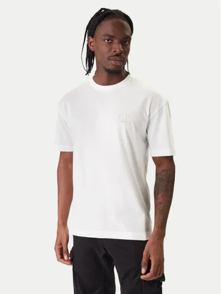Tricou C.P. Company Jersey Short Sleeve Logo T-Shir Off White L alb
