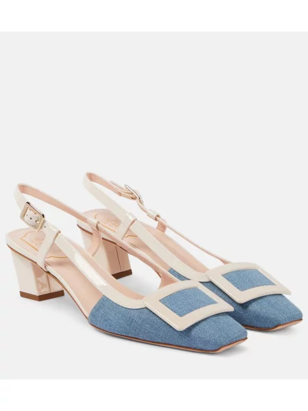 Pantofi cu toc Roger Vivier slingback albastru