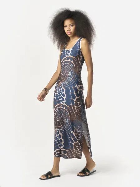 KOROSHI Rochie crem / marin / ciocolatiu albastru