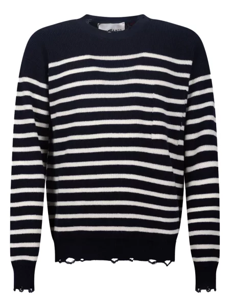 Pulover Amaranto zdrențuiți cu dungi albastru