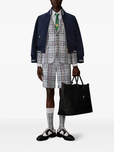 Geacă Thom Browne din piele de căprioară albastru