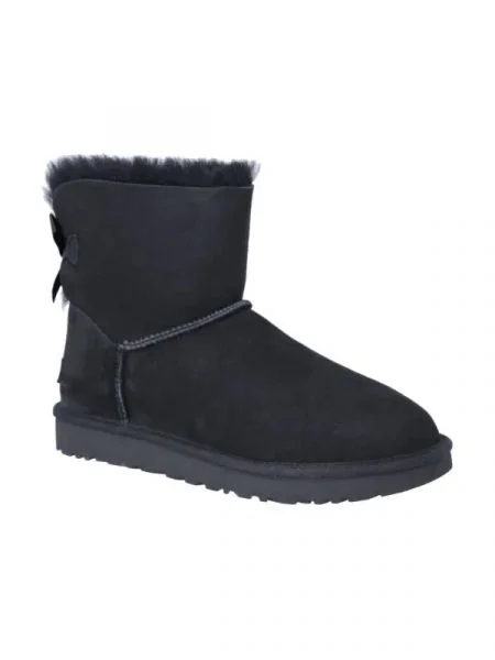 UGG De piele bocanci mini bailey bow II cu adaos de lână negru