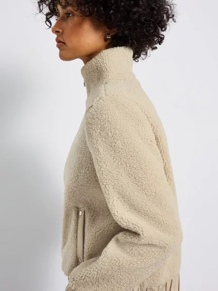 Street One kurtka pluszowa Kobiety Sztuczne włókno jednolity 40 beżowy