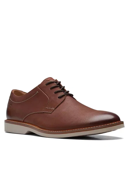 Nizki čevlji Clarks Atticus LTLace Dark Dark Tan Lea rjava
