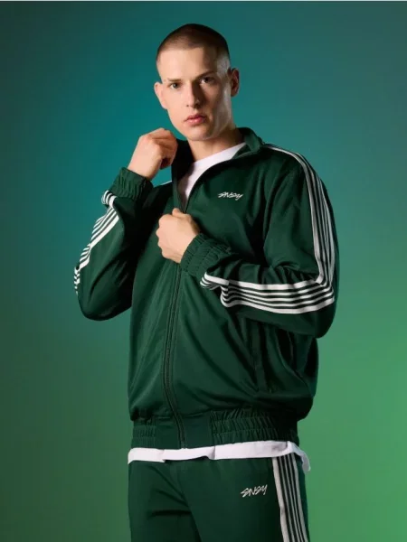 Sinsay Bluza bomberka z lampasami zielony