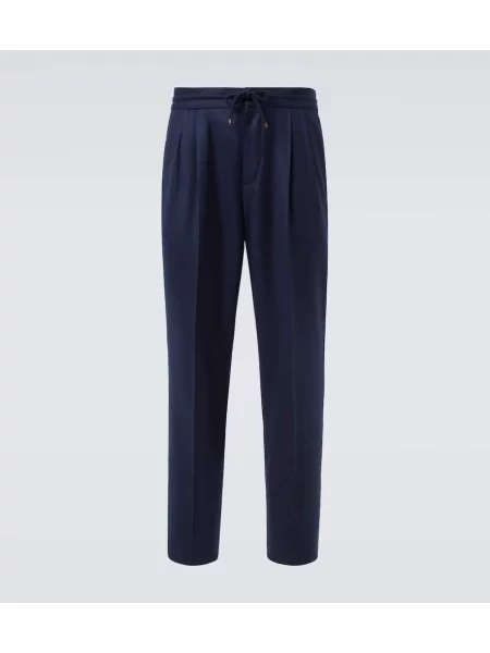 Pantaloni Brunello Cucinelli de lână albastru