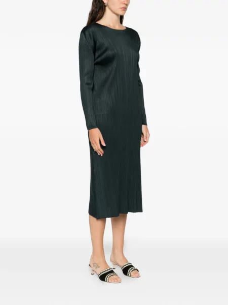 Плисирана костюм миди рокля Pleats Please Issey Miyake до коляното сиво