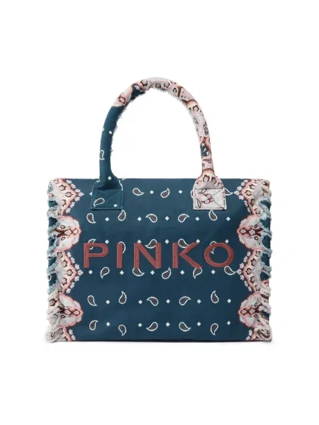 Shopperka Pinko z wzorem paisley niebieska