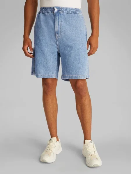 Rifľové krátke nohavice Calvin Klein Jeans modrá