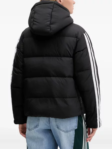 Pruhované kalhoty Adidas s výšivkou na platformě černé